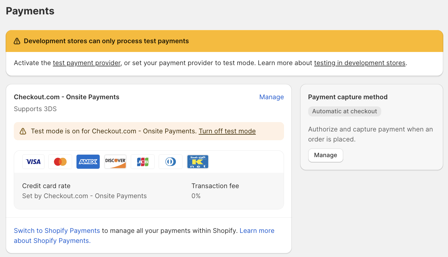 Screenshot of the Payments screen
